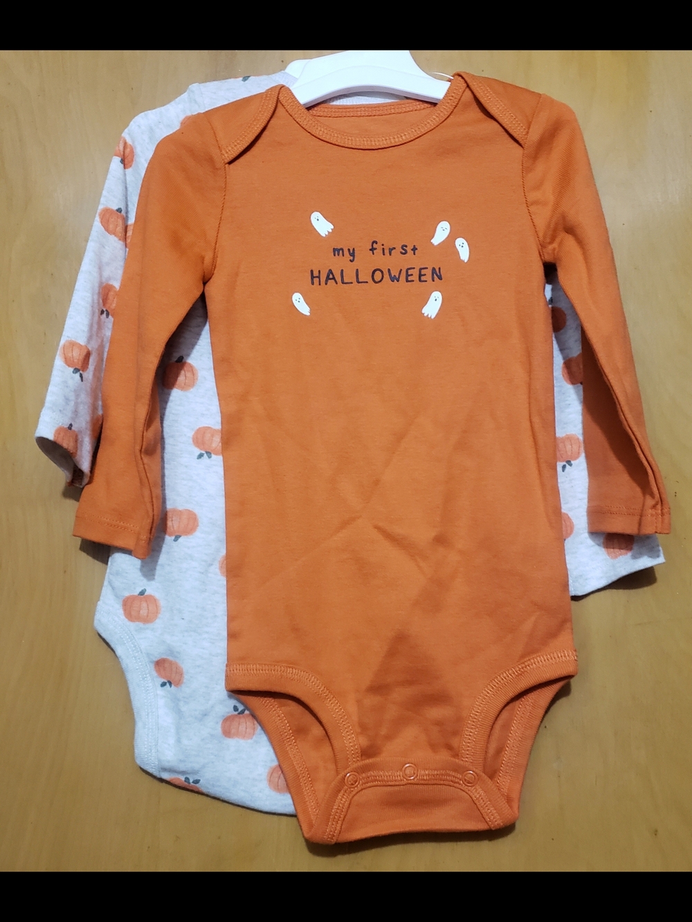 Carter's Orange & Gray Halloween Long-Sleeve Bodysuit Set